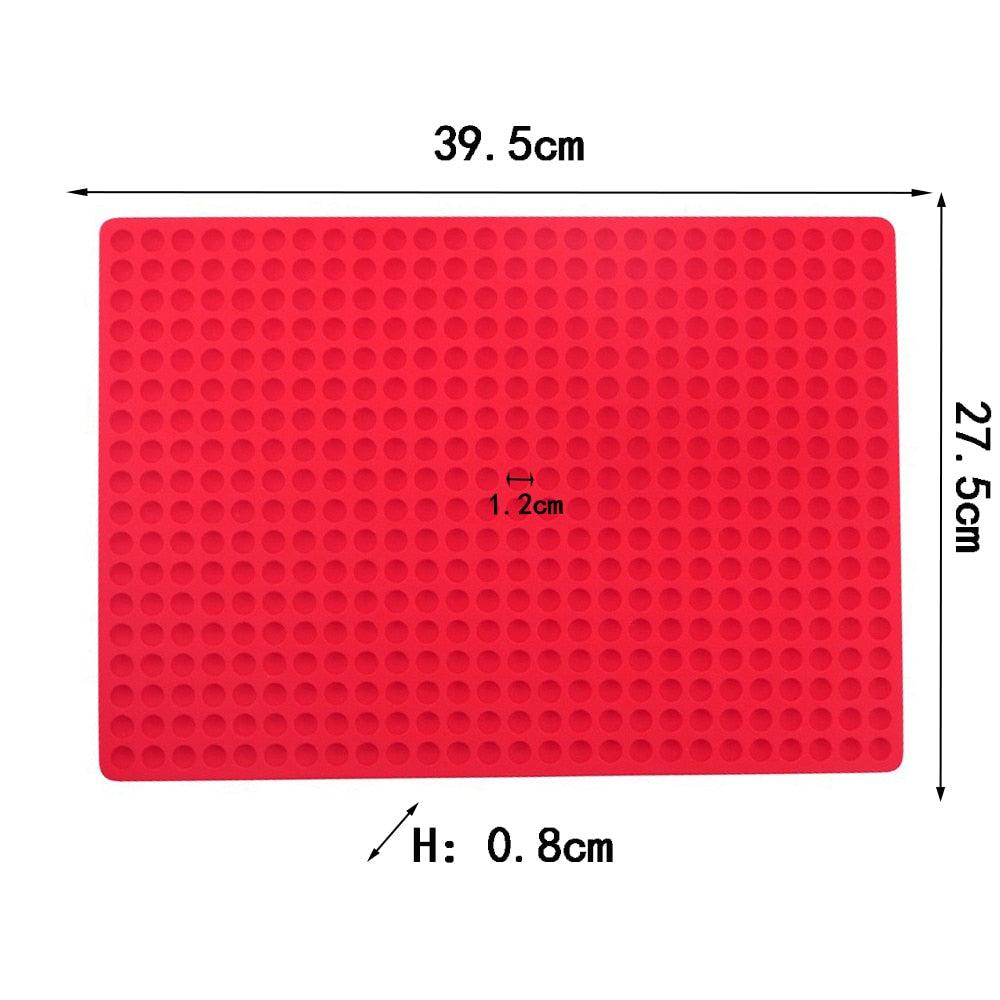 Circular Hole Silicone Grill Mat BBQ Mat Barbecue Roast Chicken Mat Baking Pan Mat Multifunctional Microwave Mat Table Placemat Pyramid Pan Non Stick Fat Reducing Silicone Baking Mat Oven Cooking Baking BBQ Mat Sheets