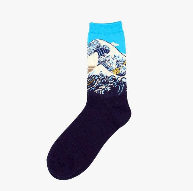 Classic Autumn Winter Retro Personality Art Van Gogh Mural World Famous Oil Painting Female Sock For Men And Women