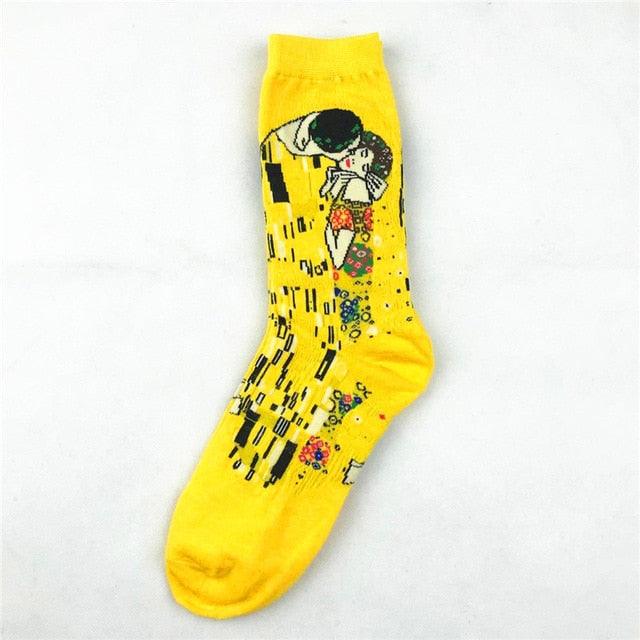 Classic Autumn Winter Retro Personality Art Van Gogh Mural World Famous Oil Painting Female Sock For Men And Women