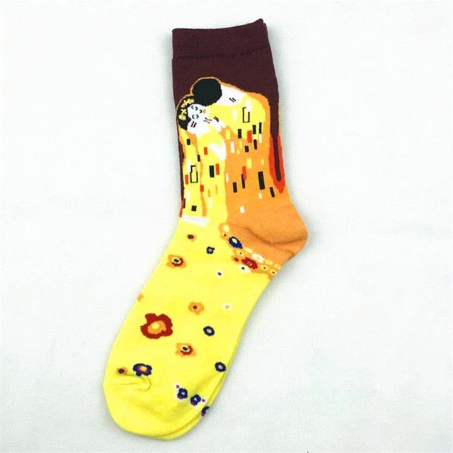 Classic Autumn Winter Retro Personality Art Van Gogh Mural World Famous Oil Painting Female Sock For Men And Women