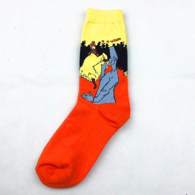 Classic Autumn Winter Retro Personality Art Van Gogh Mural World Famous Oil Painting Female Sock For Men And Women