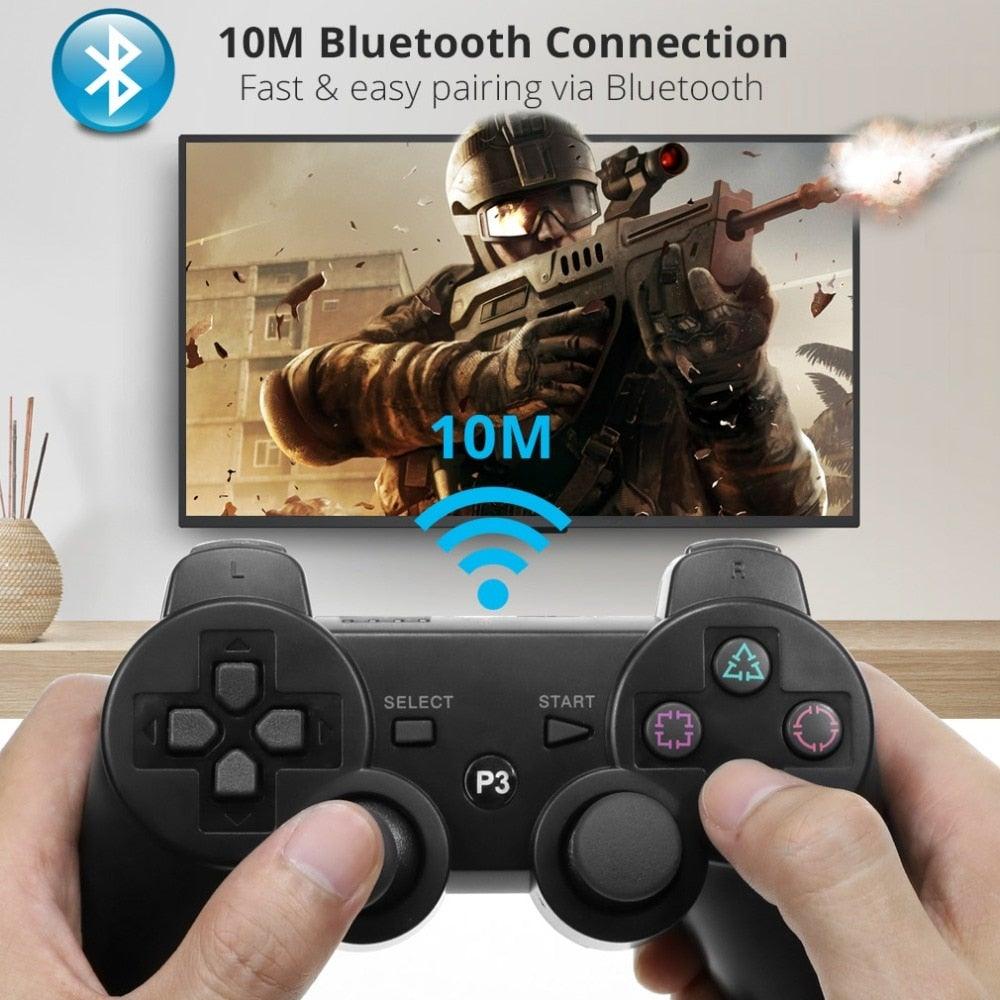 Classic Blue Bluetooth Wireless Joystick Gamepad Controller Compatible With PC Monitor Laptop - STEVVEX Game - 221, all in one game controller, best quality joystick, black gamepad, bluetooth support available, bluetooth wireless gamepad, classic joystick, controller for pc, game, Game Controller, Game Pad, Ggaming controller, joystick, joystick for games, wireless gamepad - Stevvex.com