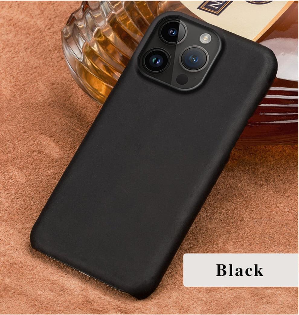 Classic Brown Genuine Leather Phone Case for iPhone 13 14 Pro Max 12 Mini 11 12 Pro Max Leather Cover Bumper Phone Case Compatible With iPhone Genuine Leather Slim Back Cover