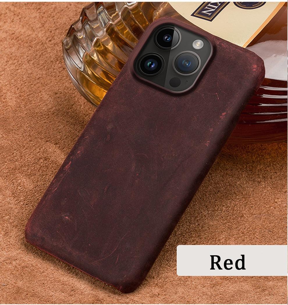 Classic Brown Genuine Leather Phone Case for iPhone 13 14 Pro Max 12 Mini 11 12 Pro Max Leather Cover Bumper Phone Case Compatible With iPhone Genuine Leather Slim Back Cover