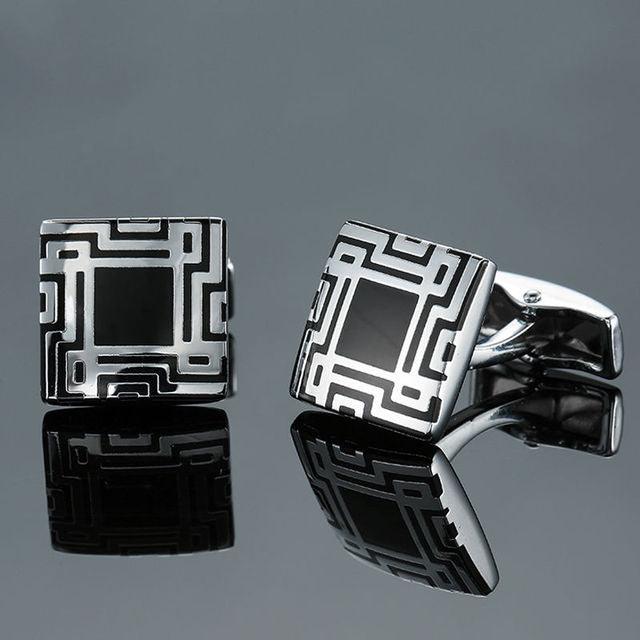 Classic Business Gift For Men Unique Square Luxury Square Cufflinks Anniversary Husband Present Elegant Design Cuff Links Set Men Wedding Party Cufflinks