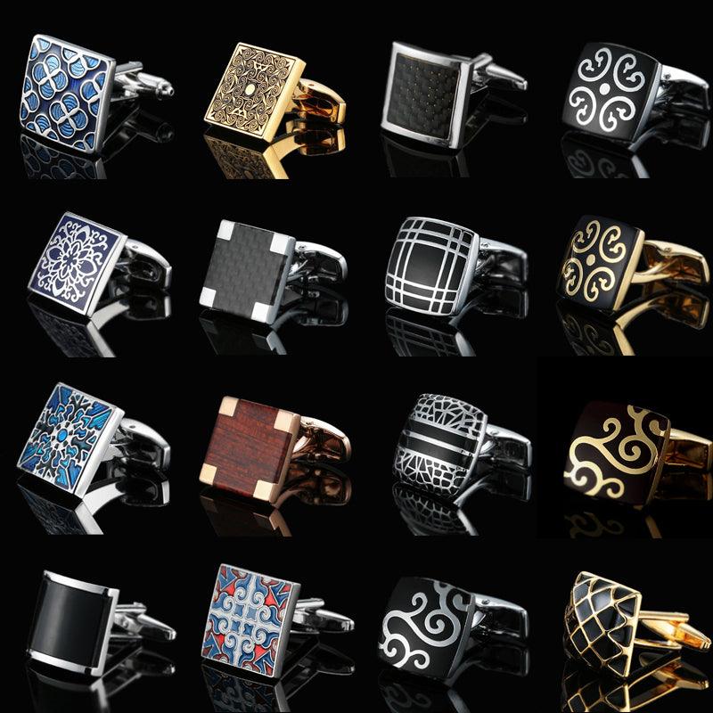 Classic Business Gift For Men Unique Square Luxury Square Cufflinks Anniversary Husband Present Elegant Design Cuff Links Set Men Wedding Party Cufflinks