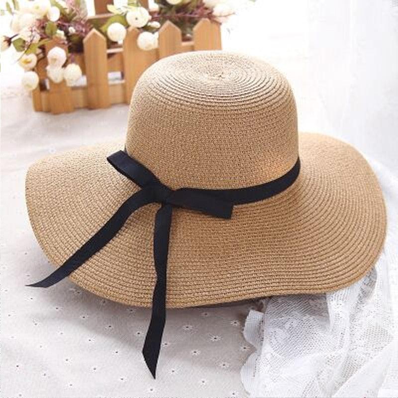 Classic Design Wide Elegant Hat New Simple Foldable Wide Floppy Girls Straw Hat Sun Hat Beach Women Summer Hat UV Protect Travel Cap Lady Cap Female Outdoor Summer Hat