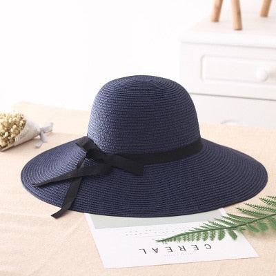 Classic Design Wide Elegant Hat New Simple Foldable Wide Floppy Girls Straw Hat Sun Hat Beach Women Summer Hat UV Protect Travel Cap Lady Cap Female Outdoor Summer Hat