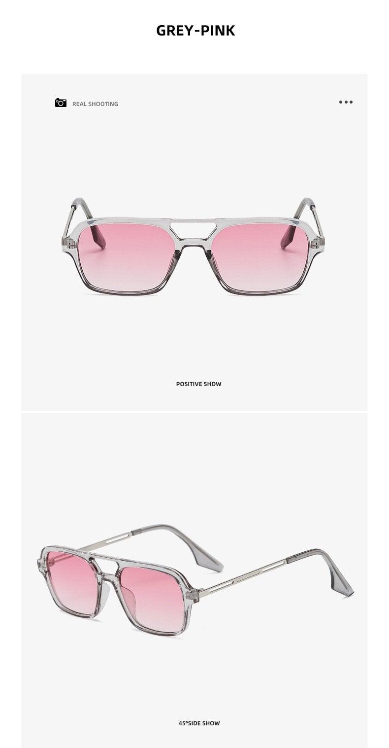 Classic Fashionable Retro Shape Double Bridges Style Women Sunglasses Polarized Square  Sunglasses for Women Men Classic Pink Gradient Eyewear Trending Sunglasses