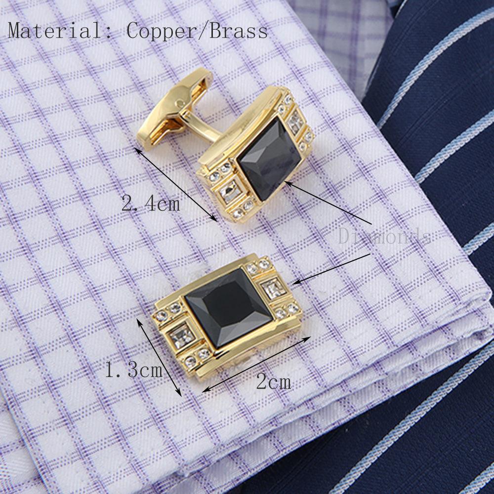 Classic Gentleman Luxury Black Crystal Cufflinks Suit Shirt Quality Cuff Links Fashion Wedding Cufflink Gift Men Jewelry For Tuxedo Elegant Cufflinks For Formal Wedding