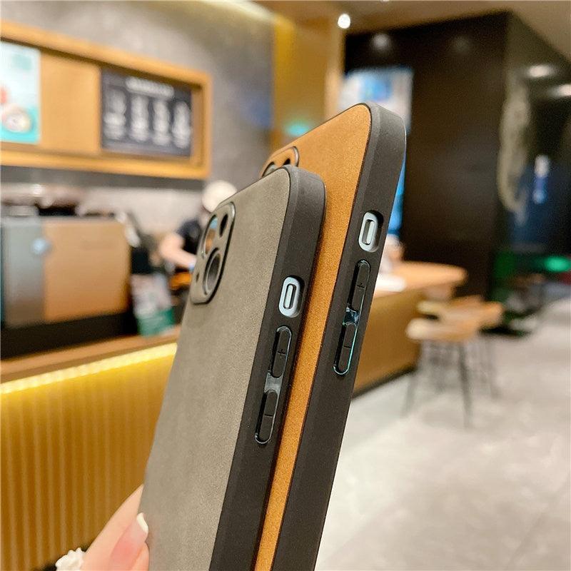 Classic Leather Case for iPhone Matte Texture Leather Phone Case For iPhone 13 12 11 Pro Max XS Max XR X 7 8 Plus 14Pro Luxury Shockproof Bumper Soft Back Cover