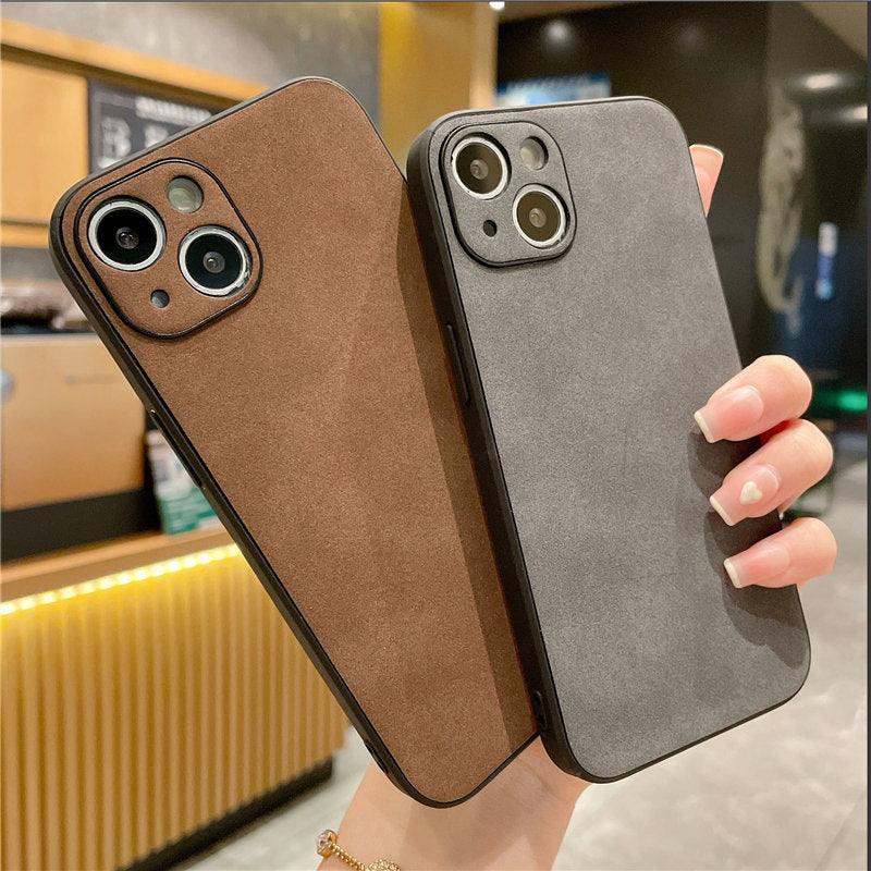 Classic Leather Case for iPhone Matte Texture Leather Phone Case For iPhone 13 12 11 Pro Max XS Max XR X 7 8 Plus 14Pro Luxury Shockproof Bumper Soft Back Cover