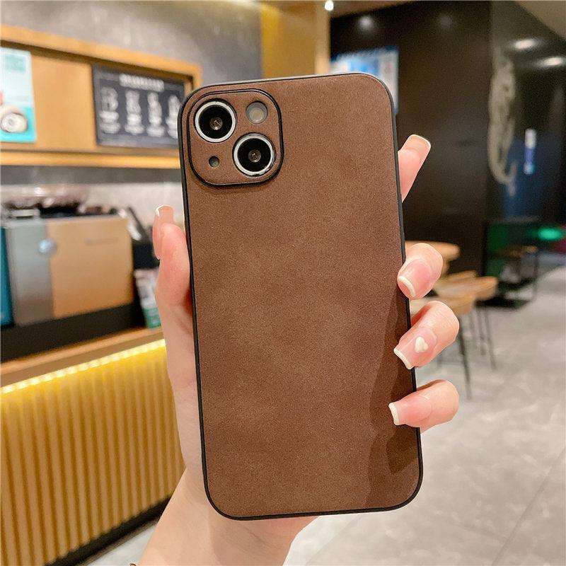 Classic Leather Case for iPhone Matte Texture Leather Phone Case For iPhone 13 12 11 Pro Max XS Max XR X 7 8 Plus 14Pro Luxury Shockproof Bumper Soft Back Cover