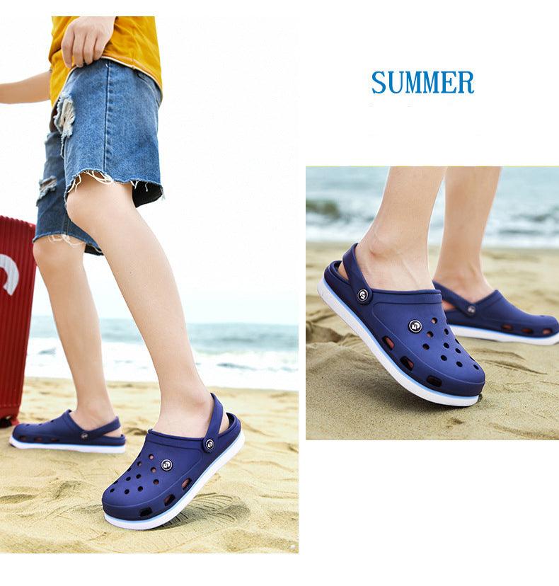 Classic Men Clogs Slippers Soft Bottom Beach Fashion Clogs Men Sandals Comfortable Breathable Ankle-Wrap Anti-Slip Casual Water Shoe Beach Shower Sandals Summer Slippers