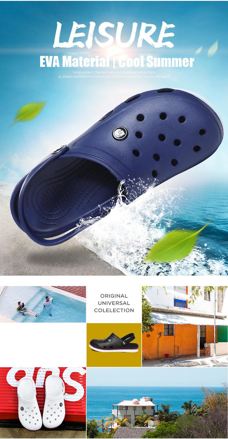 Classic Men Clogs Slippers Soft Bottom Beach Fashion Clogs Men Sandals Comfortable Breathable Ankle-Wrap Anti-Slip Casual Water Shoe Beach Shower Sandals Summer Slippers