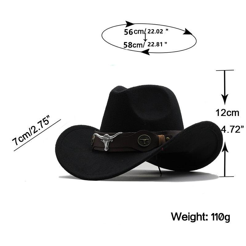 Classic Simple Women Men Wool Western Cowboy Hat Women Men's Western Cowboy Unisex Hat Gentleman Wide Brim Hat Dad Cowgirl Hats Cowgirl Hats With Wide Belt