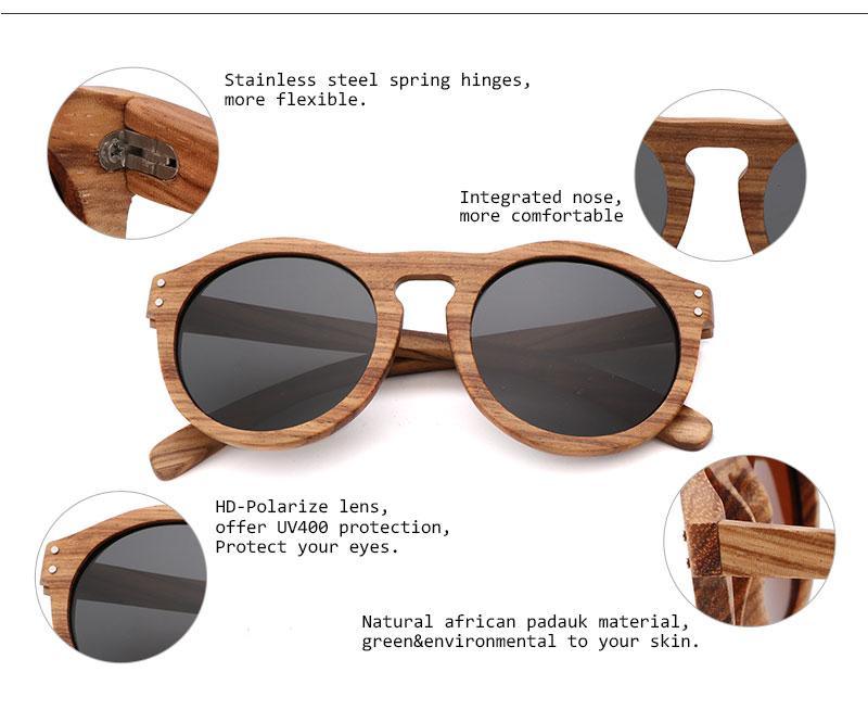 Classic Style Wood Retro Style Sunglasses For Men And Women Sunglasses Stylish New Frames  Round Shape Sunglasses Frame Round Polarized