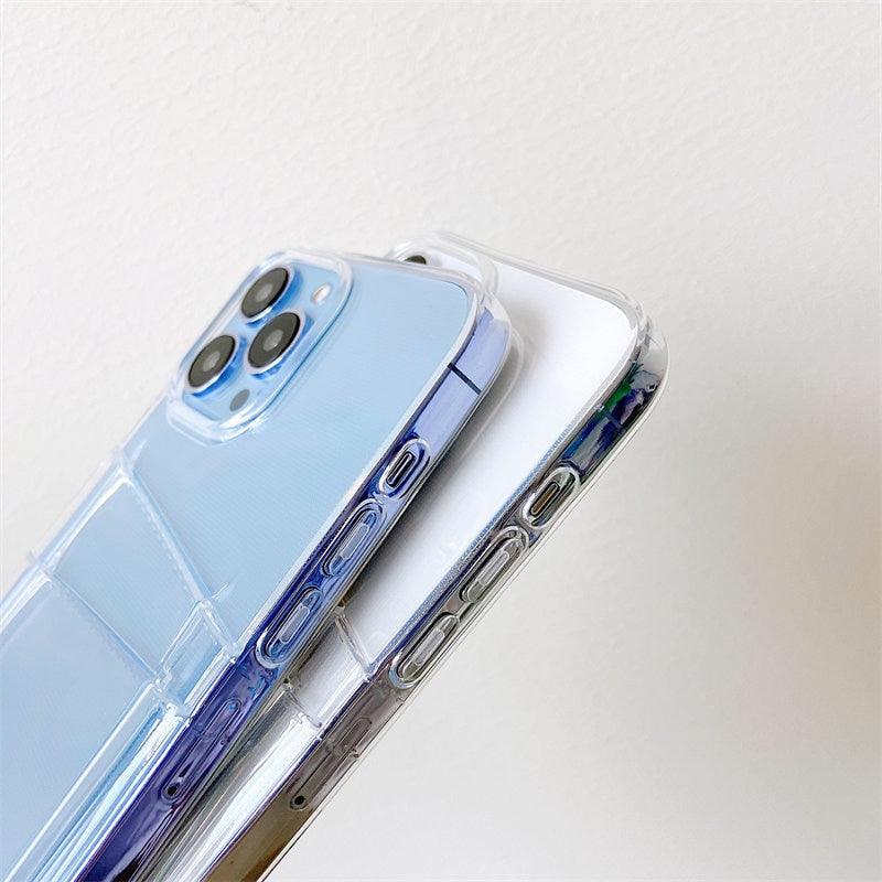 Clear Dual Card Slots Transparent Phone Case For iPhone 14 13 12 11 Pro Max XS Max XR X Full Body Shockproof Soft Silicone Back Cover