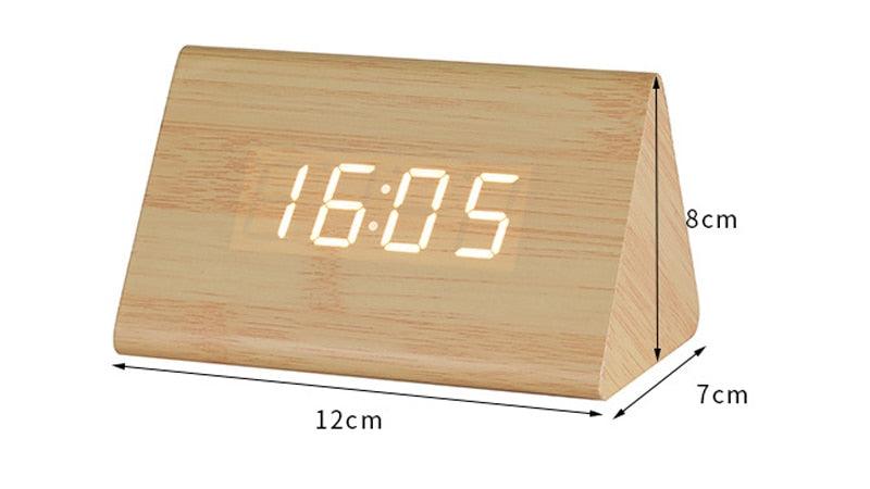 Clocks LED Wooden Alarm Clock Watch Wooden Wood Clock New Version LED Alarm Digital Desk Clock Adjustable Brightness, Alarm Time, Displays Time Date Temperature  Table Voice Control Digital Wood Electronic Desktop Table