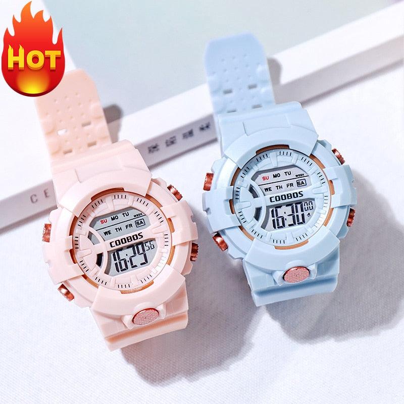 Colour Girls Watches Minimalist Fashion Stylish Waterproof Digital Children Watch Kids Digital Watches For Girls Boys Waterproof Multi-Functional Wristwatches For Children