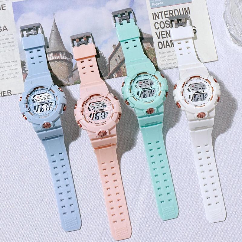 Colour Girls Watches Minimalist Fashion Stylish Waterproof Digital Children Watch Kids Digital Watches For Girls Boys Waterproof Multi-Functional Wristwatches For Children