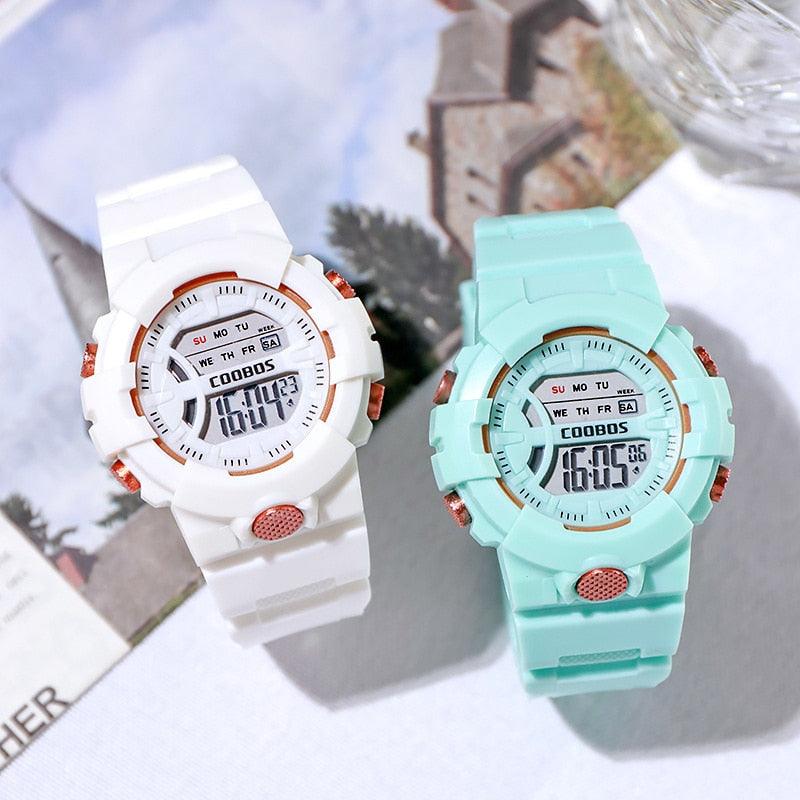 Colour Girls Watches Minimalist Fashion Stylish Waterproof Digital Children Watch Kids Digital Watches For Girls Boys Waterproof Multi-Functional Wristwatches For Children