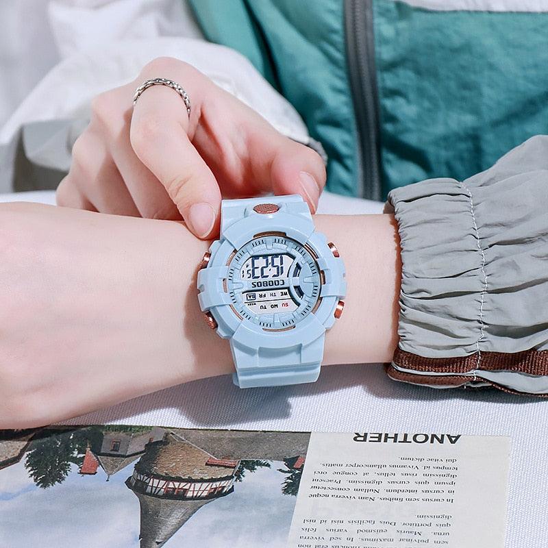 Colour Girls Watches Minimalist Fashion Stylish Waterproof Digital Children Watch Kids Digital Watches For Girls Boys Waterproof Multi-Functional Wristwatches For Children