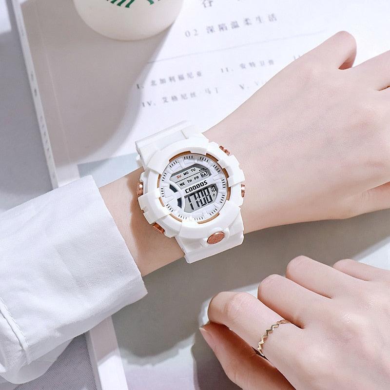 Colour Girls Watches Minimalist Fashion Stylish Waterproof Digital Children Watch Kids Digital Watches For Girls Boys Waterproof Multi-Functional Wristwatches For Children