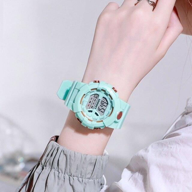 Colour Girls Watches Minimalist Fashion Stylish Waterproof Digital Children Watch Kids Digital Watches For Girls Boys Waterproof Multi-Functional Wristwatches For Children