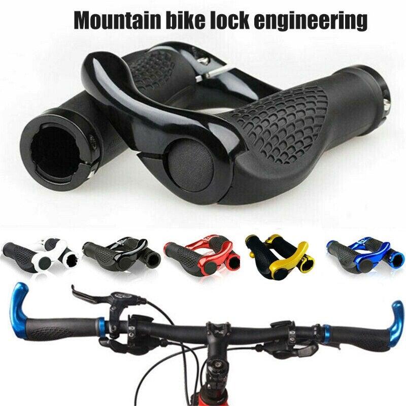 Comfortable Bicycle Handlebar End Cap Bike Rubber Anti-Skid Handle Bar Grip Cycling Lock-On Ends Ergonomics Non-Slip Mountain Bike Handlebar Comfortable Shock Absorption Rubber Grips