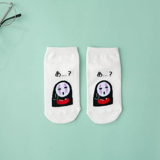 Comfortable Cotton White Cartoon Panda Heart Bear Pattern Socks Kawaii Cute Anime Style Invisible Ankle Socks Funny Boat Socks For Men And Women