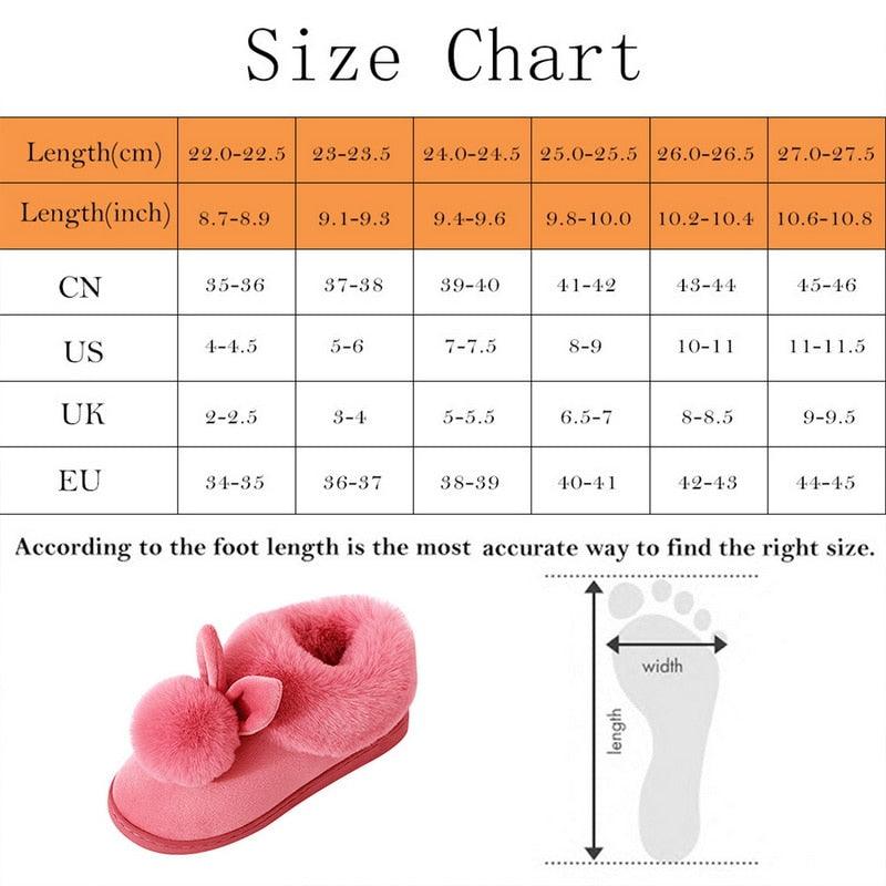 Comfortable Fashion Autumn Winter Cotton Slippers Rabbit Ear Home Indoor Slippers Winter Warm Shoes Womens Cute Plush Slippers Warm Indoor Slippers For Women Fleece Plush Bedroom Winter Boots