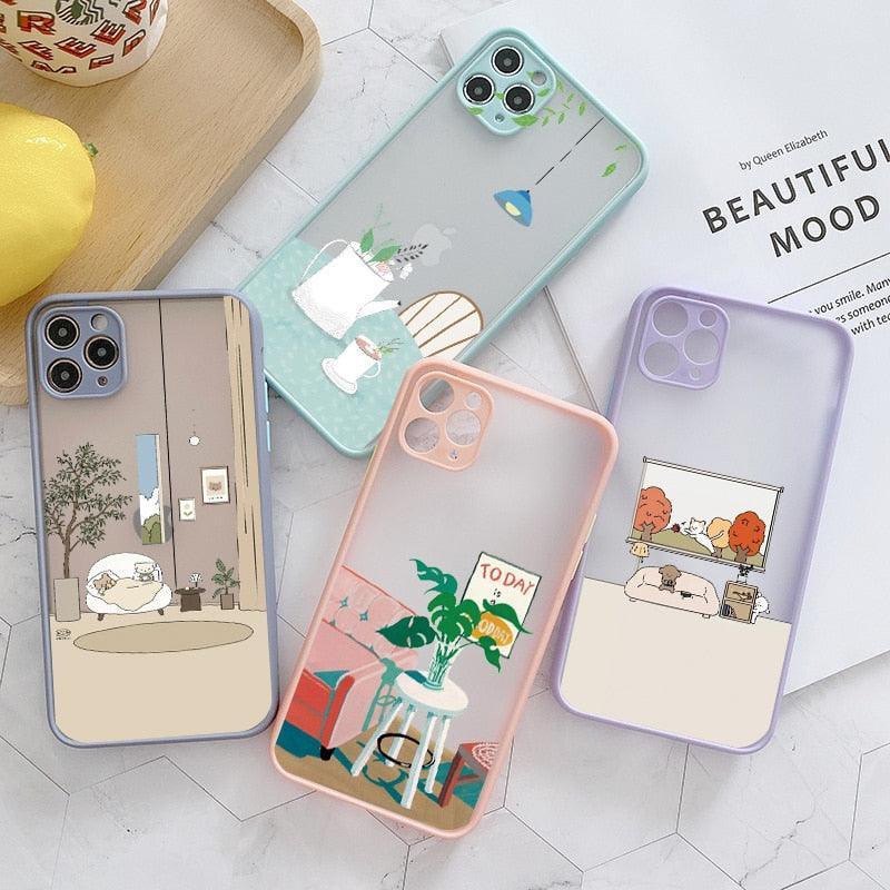 Comfortable Home Furnishing Hard Shells Case For iPhone 11 Case For iPhone XS XR X 12 13 14 Pro Max 14 Plus 7 8 Plus SE 20 Cover Simple Furniture Pattern Light-Wight Protective Bumper Cover