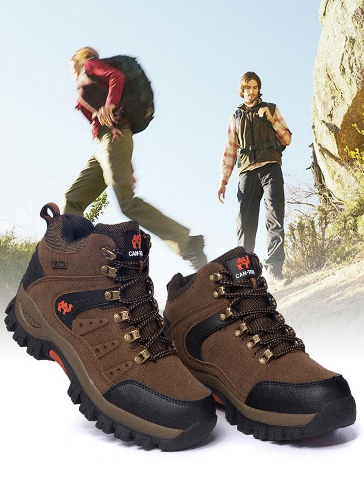 Comfortable Outdoor Waterproof Hiking Boots Men's Spring And Autumn Hiking Wear-Resistant Mountain Sports Boots Hunting Shoes High Waterproof Hiking Boots Outdoor Lightweight Mens Shoes