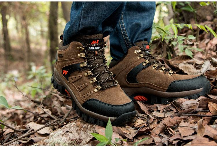 Comfortable Outdoor Waterproof Hiking Boots Men's Spring And Autumn Hiking Wear-Resistant Mountain Sports Boots Hunting Shoes High Waterproof Hiking Boots Outdoor Lightweight Mens Shoes