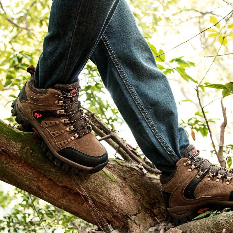 Comfortable Outdoor Waterproof Hiking Boots Men's Spring And Autumn Hiking Wear-Resistant Mountain Sports Boots Hunting Shoes High Waterproof Hiking Boots Outdoor Lightweight Mens Shoes