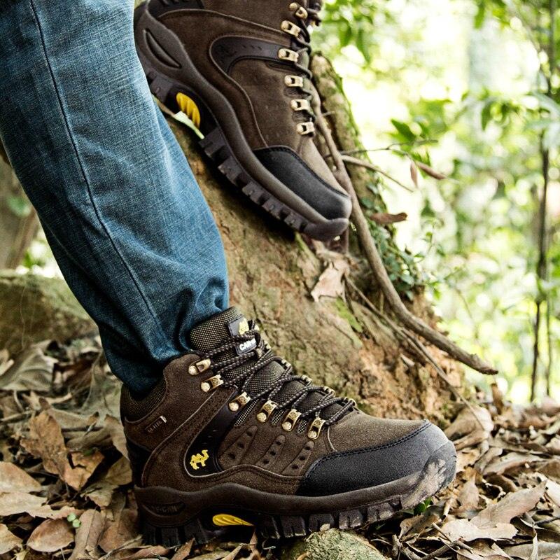 Comfortable Outdoor Waterproof Hiking Boots Men's Spring And Autumn Hiking Wear-Resistant Mountain Sports Boots Hunting Shoes High Waterproof Hiking Boots Outdoor Lightweight Mens Shoes