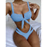 Comfortable Swimwear Women's Strappy One Piece Swimsuits Tie Knot Front Bathing Suits Cut Out Swimwear Female Bow Strap V-neck Swimsuit Women Two Pieces Bikini Set Push Up Bathing Suit Summer Beach Beachwear