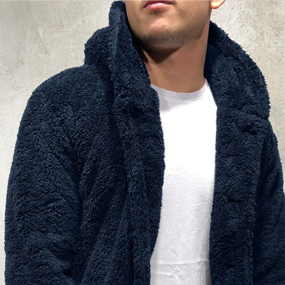 Comfortable Winter Unisex Jacket Fluffy Thick Warm Jacket Long Sleeve Hooded Coat Soft Coat Jacket Warm Casual Button Jacket Elegant Modern Autumn Plush Buttons Closure Thick Men Coat For Outdoor