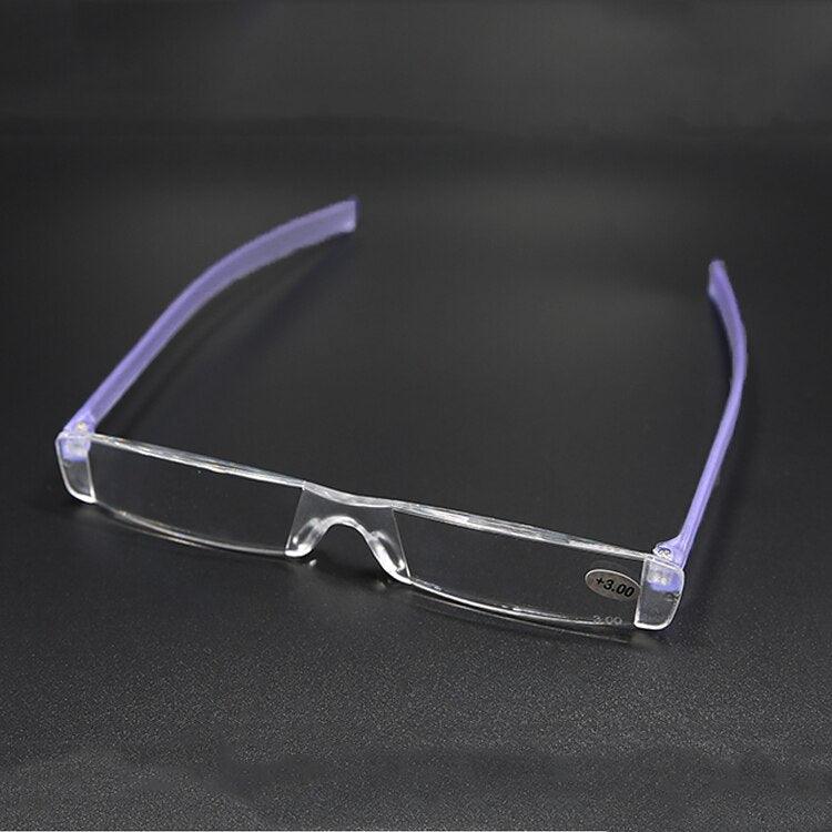 Comfy Rimless Reading Glasses Resin Clear Lens Women Men Portable Pen Tube Mini Reading Glasses Compact Lightweight Portable Readers With Glasses Case For Reading Eyeglasses