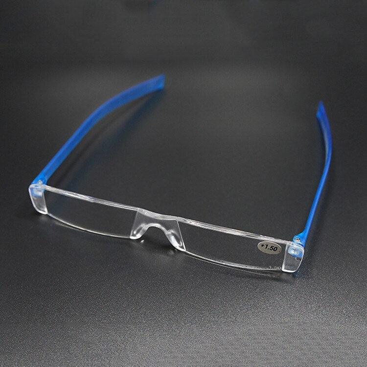 Comfy Rimless Reading Glasses Resin Clear Lens Women Men Portable Pen Tube Mini Reading Glasses Compact Lightweight Portable Readers With Glasses Case For Reading Eyeglasses