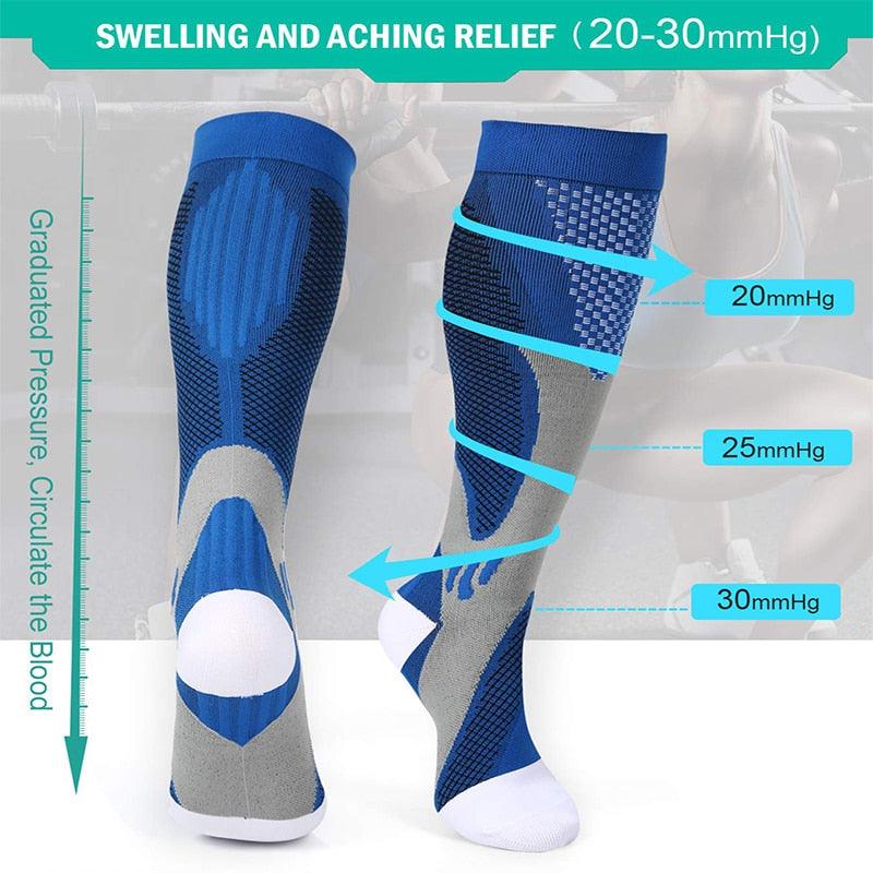 Compression Socks Nylon Medical Nursing Stockings Specializes Outdoor Cycling Sport Socks Men,20-30mmhg Run Nurse Socks for Edema Diabetic Varicose Veins Fast-drying Breathable Adult Sports Socks