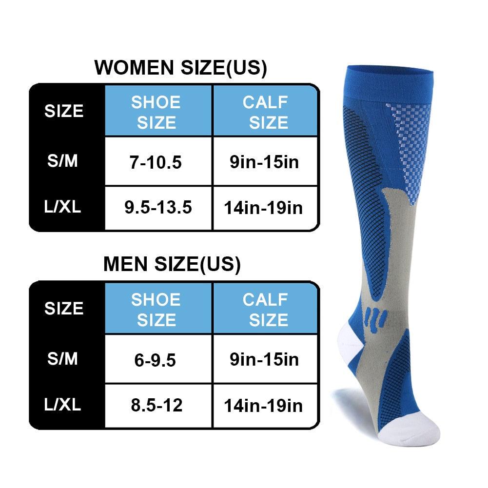 Compression Socks Nylon Medical Nursing Stockings Specializes Outdoor Cycling Sport Socks Men,20-30mmhg Run Nurse Socks for Edema Diabetic Varicose Veins Fast-drying Breathable Adult Sports Socks