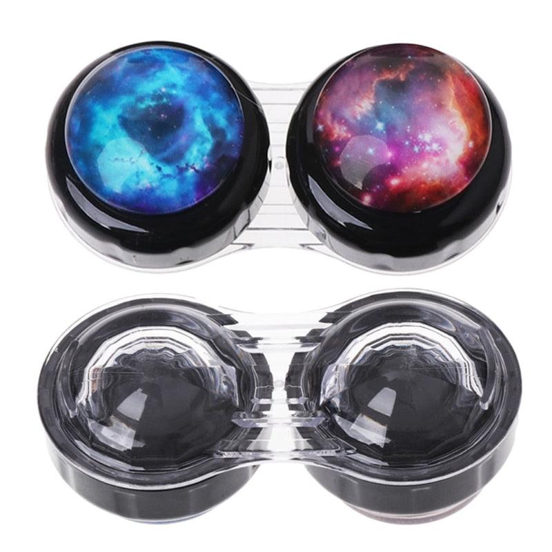 Contact Lens Box Case Portable Travel Outer Space Plastic Eyes Nursing Container Durable Leakproof Light Convenient Left/Right Eyes Contact Lens Container Soak Storage Kit For Storing Items