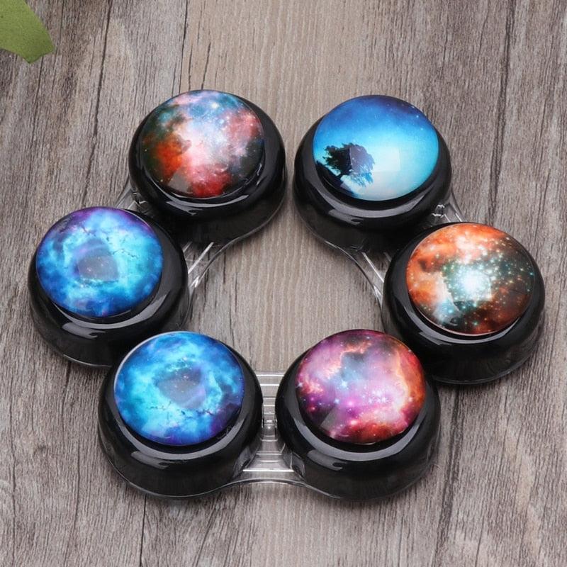 Contact Lens Box Case Portable Travel Outer Space Plastic Eyes Nursing Container Durable Leakproof Light Convenient Left/Right Eyes Contact Lens Container Soak Storage Kit For Storing Items