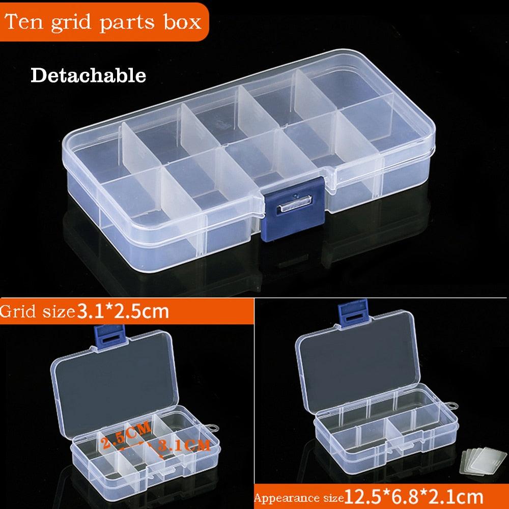 Container Plastic Box Practical Adjustable Compartment Jewelry Earring Bead Screw Holder Case Display Case storage Box Plastic Jewelry Box for Earrings Rings Necklaces Storage Box