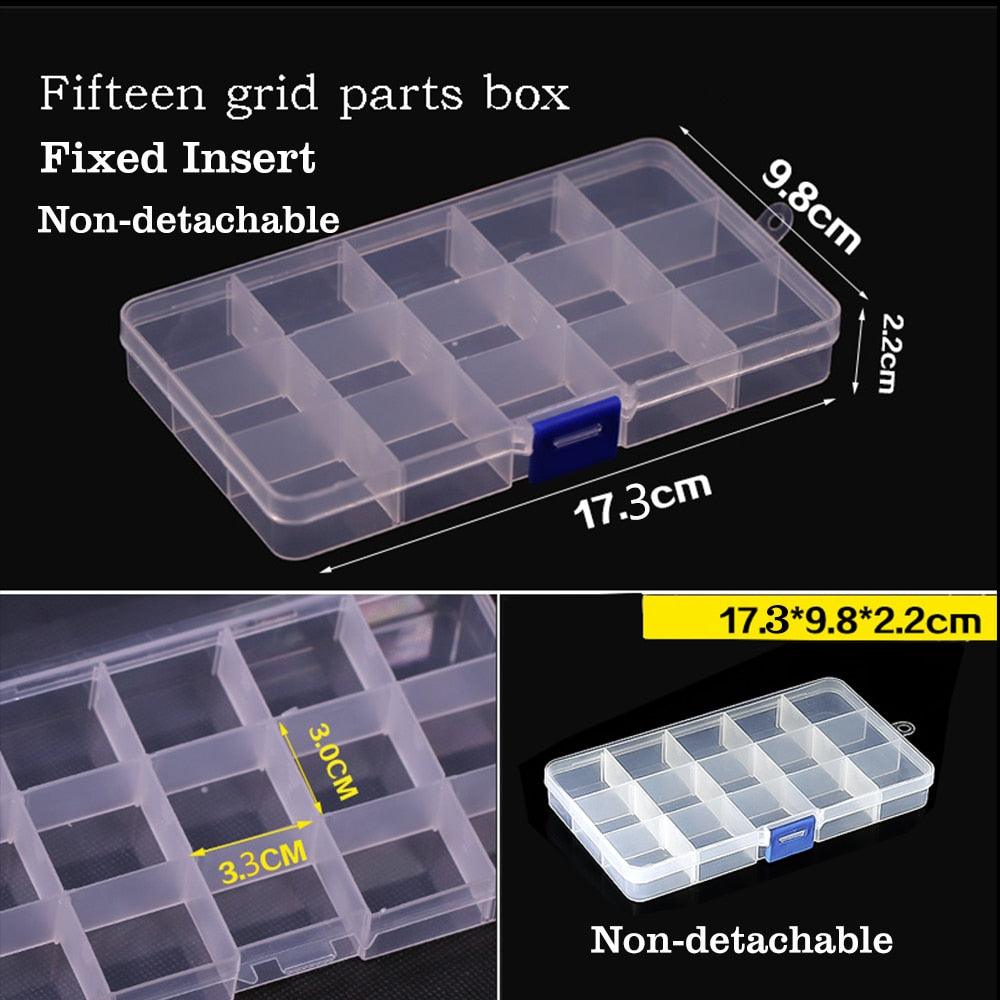 Container Plastic Box Practical Adjustable Compartment Jewelry Earring Bead Screw Holder Case Display Case storage Box Plastic Jewelry Box for Earrings Rings Necklaces Storage Box