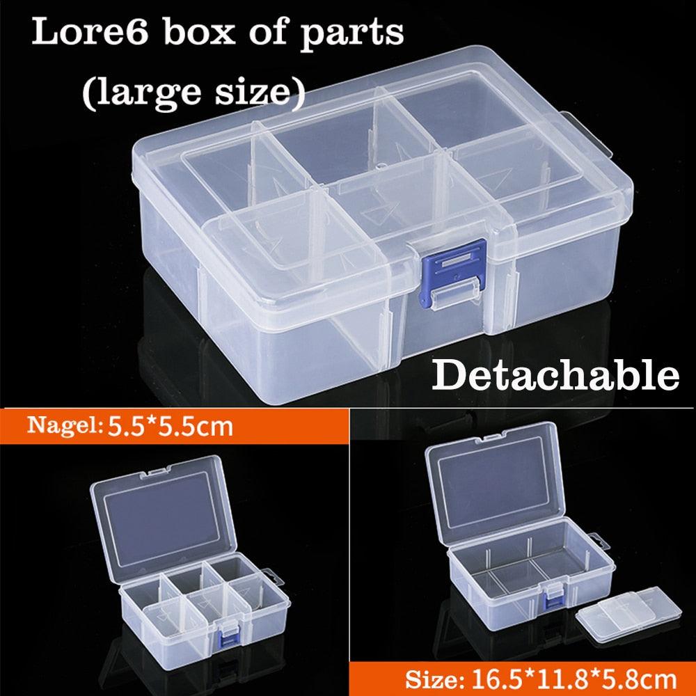 Container Plastic Box Practical Adjustable Compartment Jewelry Earring Bead Screw Holder Case Display Case storage Box Plastic Jewelry Box for Earrings Rings Necklaces Storage Box