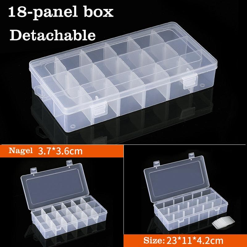 Container Plastic Box Practical Adjustable Compartment Jewelry Earring Bead Screw Holder Case Display Case storage Box Plastic Jewelry Box for Earrings Rings Necklaces Storage Box