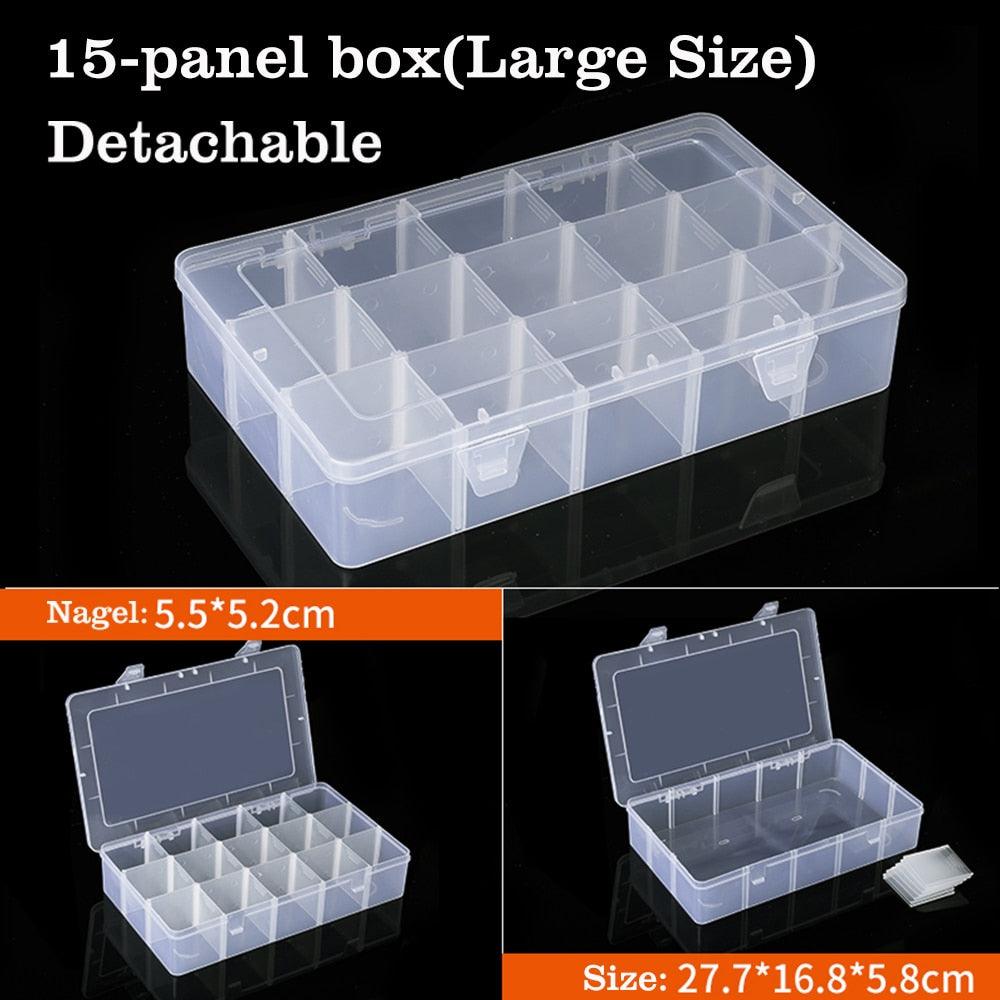 Container Plastic Box Practical Adjustable Compartment Jewelry Earring Bead Screw Holder Case Display Case storage Box Plastic Jewelry Box for Earrings Rings Necklaces Storage Box